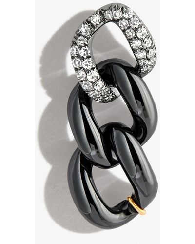SHAY 18k Gold Triple Link Diamond Earring - White