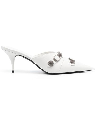 Balenciaga Cagole 80mm Pointed Mules - White