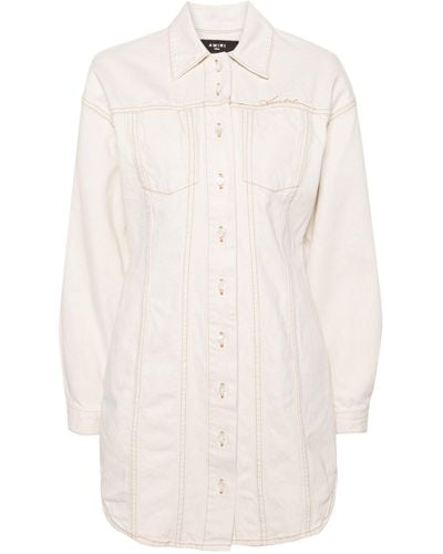 Amiri Neutral Script Cotton Shirt Dress - Women's - Cotton - White