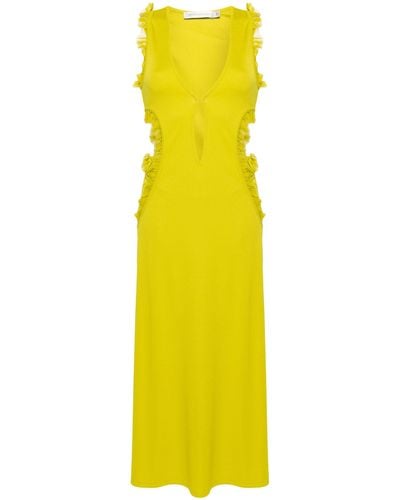 Christopher Esber Carina Ruffled Cutout Midi Dress - Yellow