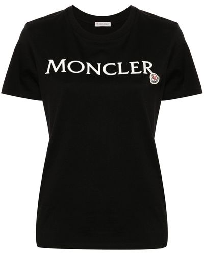 Moncler Logo-embroidered Cotton T-shirt - Women's - Cotton - Black