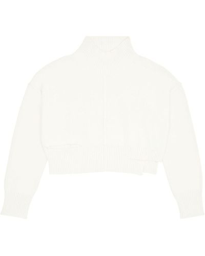 MM6 by Maison Martin Margiela Distressed Cropped Jumper - White