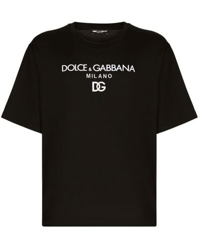 Dolce & Gabbana Logo Embroidered Cotton T-shirt - Men's - Cotton - Black