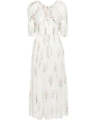 Doen Dôen - Ischia Floral-print Midi Dress - White