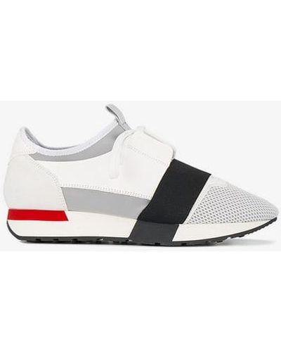 Balenciaga Women's Race Runners Mesh, Leather And Knitted Low-top Trainers - White