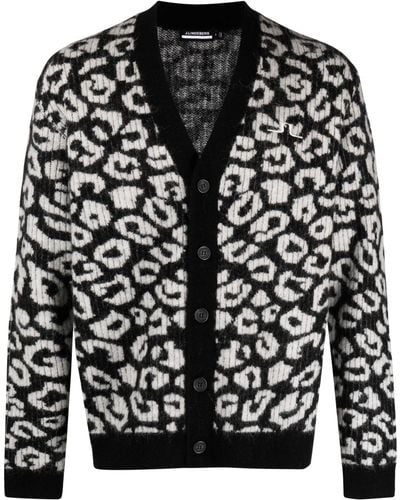 J.Lindeberg Frederic Leopard-pattern Cardigan - Black