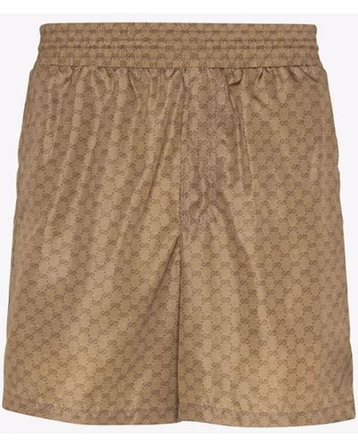 GG Supreme linen shorts in beige and ebony