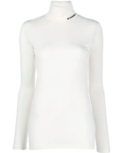 Jil Sander Logo-print Roll-neck Top - White
