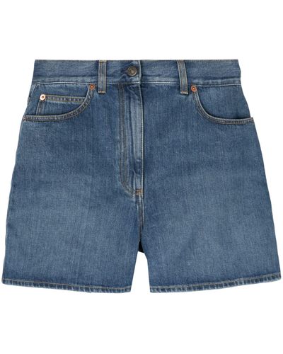 Gucci Horsebit Denim Shorts - Women's - Cotton/calf Leather - Blue
