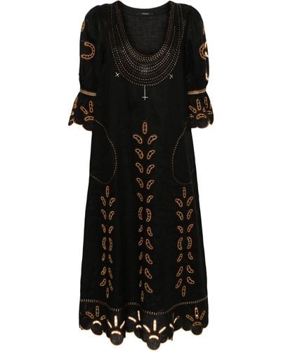 Vita Kin Nicholas Embroidered Linen Dress - Black