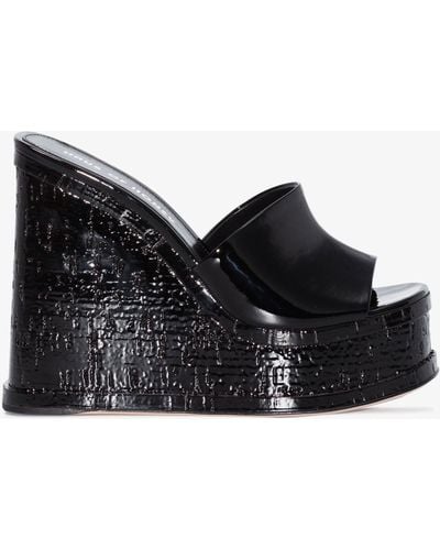 HAUS OF HONEY 150 Patent Leather Wedge Sandals - Black