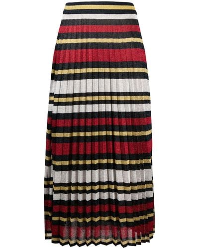 Gucci Fully-pleated Silk-blend Striped Skirt - Red