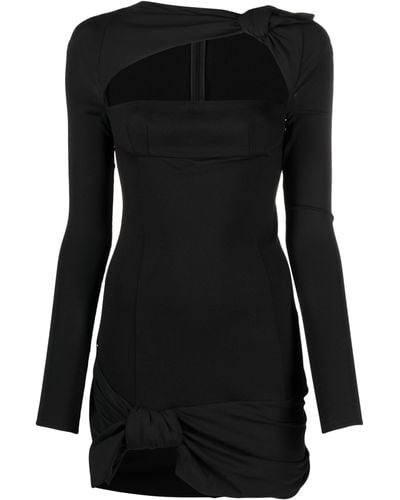 The Attico Jersey Minidress With Cut-out Details - Black