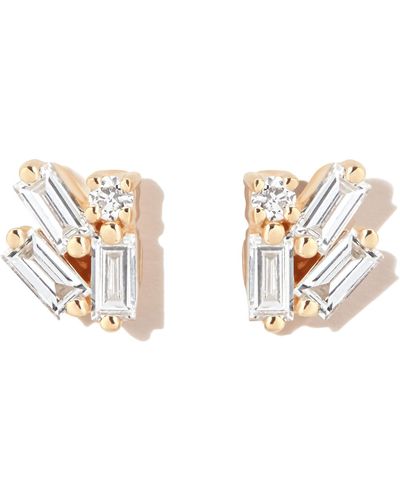 Suzanne Kalan 18k Yellow Cluster Diamond Stud Earrings - White