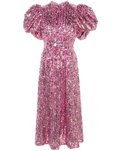 ROTATE BIRGER CHRISTENSEN Sequin-embellished Midi Dress - Women's - Polyester/recycled Polyester/elastane - Purple