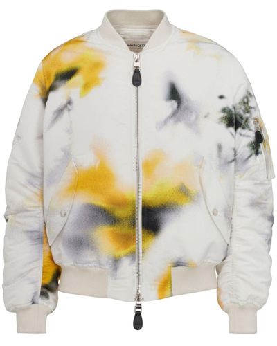 Alexander McQueen Grey Obscured Flower Bomber Jacket - Men's - Polyester