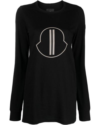Moncler Moncler + Rick Owens - Logo-print Long-sleeve Top - Black