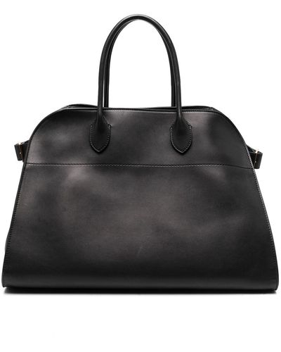 The Row Soft Margaux 15 Leather Tote Bag - Black