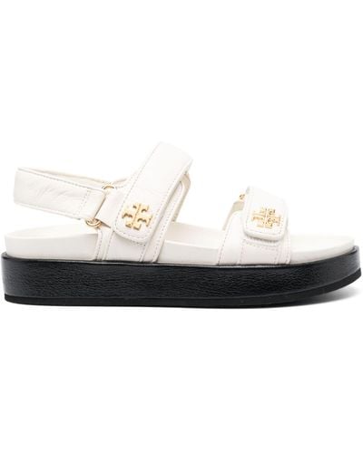 Tory Burch Double T Leather Sandals - White