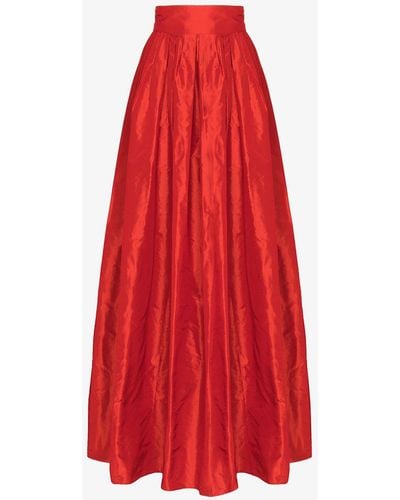Carolina Herrera Draped Silk Maxi Skirt - Red