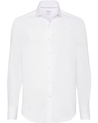 Brunello Cucinelli Button-up Cotton Poplin Shirt - Men's - Cotton - White
