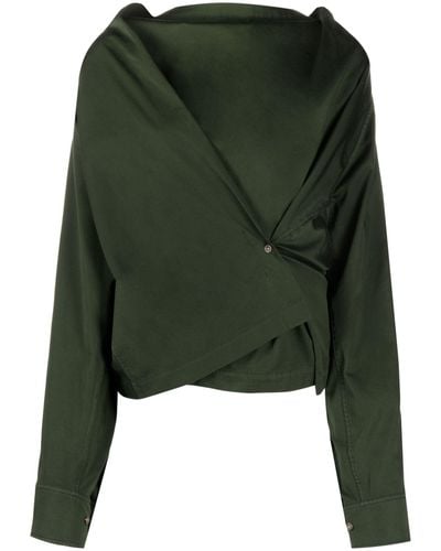 Lemaire Band-collar Asymmetric Shirt - Green