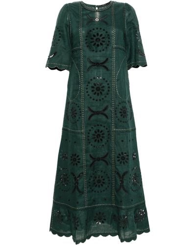 Vita Kin Danila Linen Midi Dress - Women's - Linen/flax - Green