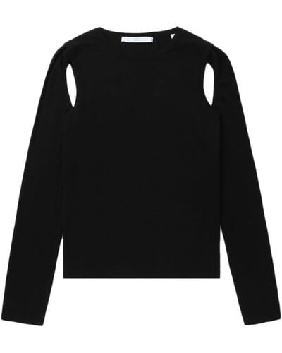 Helmut Lang Cut-out Cotton Sweater - Black