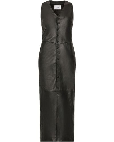 FRAME Leather Midi Dress - Black