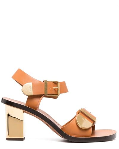 Chloé Rebecca 50mm Leather Sandals - Pink