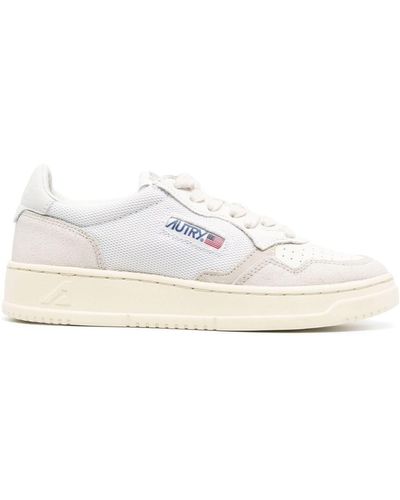 Autry White Medalist Leather Trainers - Women's - Suede/rubber/fabric