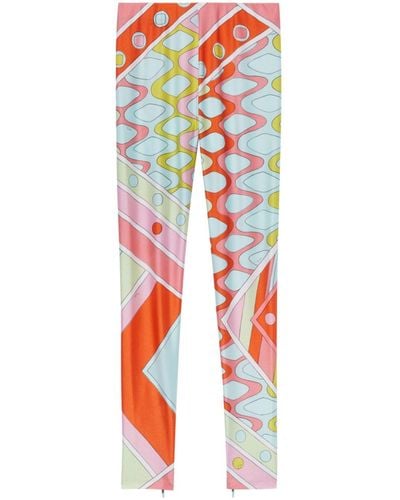 Emilio Pucci Blue Vivara-print Performance leggings - Red