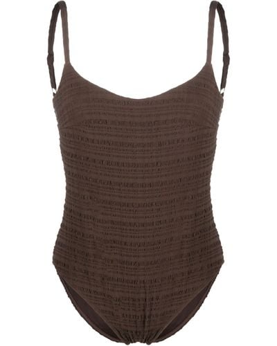 Form and Fold The One Textured Swim Suit - Brown
