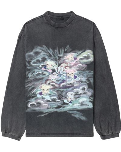 we11done Graphic-print Cotton Sweatshirt - Grey