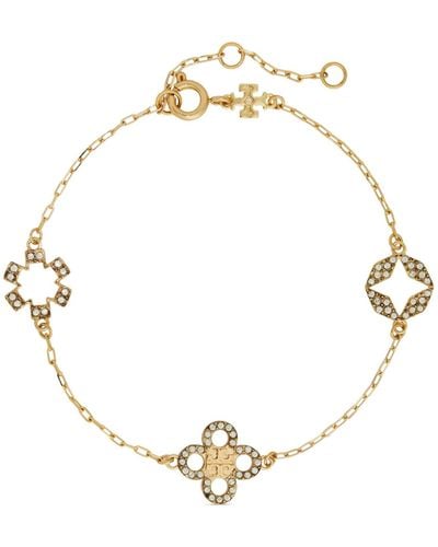 Tory Burch -tone Kira Clover Crystal Chain Bracelet - Women's - Crystal/ Plated Brass - Metallic