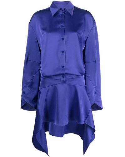 The Attico Asymmetric-hem Shirt Dress - Blue