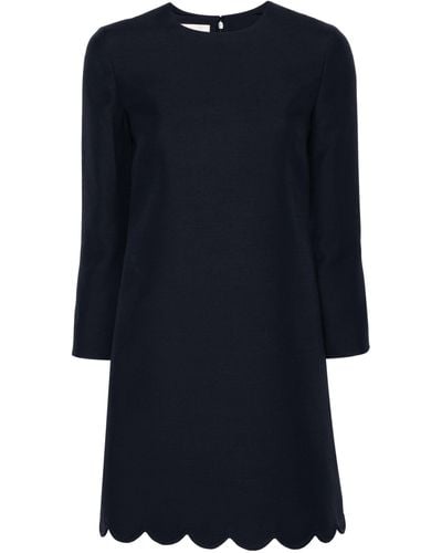 Valentino Garavani Black Wool-silk Mini Dress - Blue