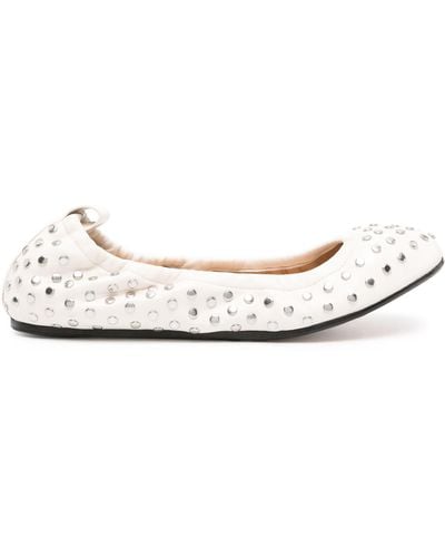 Isabel Marant Stud-embellished Leather Ballerina Shoes - White