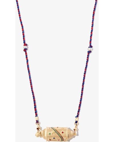 Marie Lichtenberg 14k Yellow Rainbow Star Sapphire, Diamond And Tsavorite Locket Necklace - Metallic