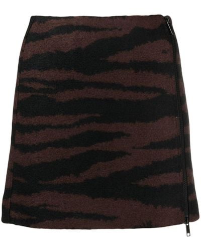 Ganni Tiger-jacquard Miniskirt - Black