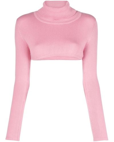 Thebe Magugu Cropped Roll-neck Jumper - Women's - Cotton - Pink