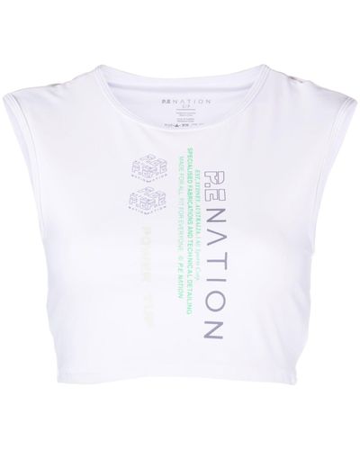 P.E Nation Logo Print Cropped Top - Women's - Recycled Polyester/spandex/elastane - White