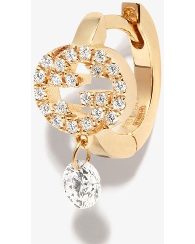 Gucci 18kt Yellow Gold Interlocking G Diamond Earring - Metallic