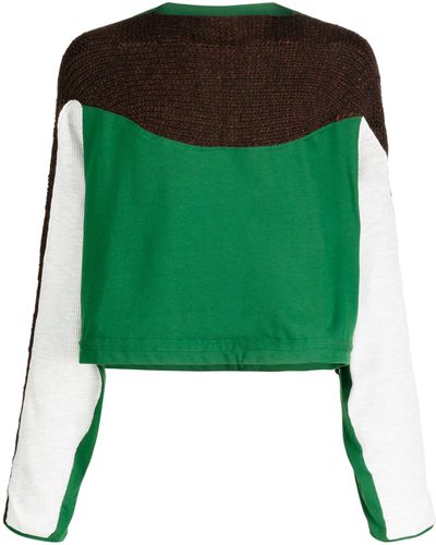 Kiko Kostadinov Long-sleeve Knitted-panel Jumper - Green