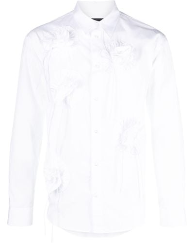 Simone Rocha Floral Appliqué Cotton Shirt - Men's - Polyester/cotton - White