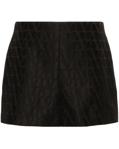 Valentino Garavani Toile Iconographe Jacquard Shorts - Women's - Virgin Wool/silk - Black