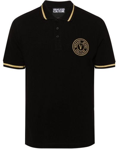 Versace Jeans Couture Logo-embroidered Polo Shirt - Black