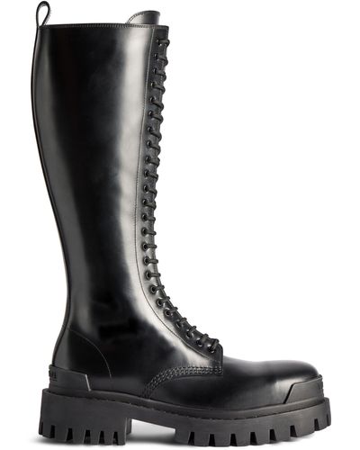 Balenciaga Strike Leather Boots - Black