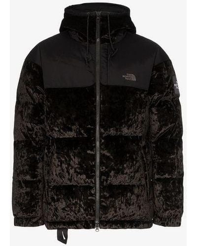 The North Face Nuptse Velvet Feather Down Hooded Jacket - Black