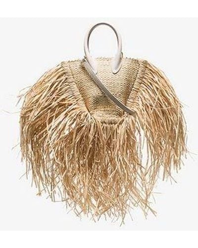 Jacquemus Beige Le Petit Baci Straw And Leather Bag - Natural